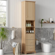 Colonna bagno 40x30x172 cm in MDF; 3 cassetti e ripiani regolabili; naturale