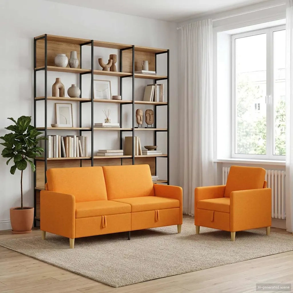 Set di Divani con Storage 2 pz Giallo Scuro Poliestere 3429213