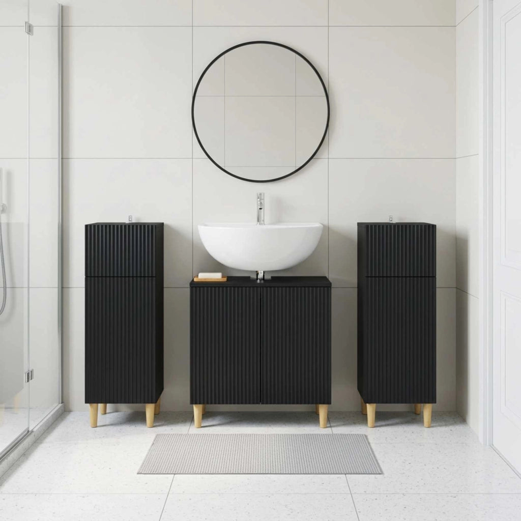 Set di armadietti da bagno in 3 pezzi ARNHEM Nero 3418009