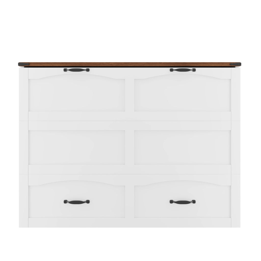 Letto a scomparsa ULEVR 140x200 cm con struttura estraibile, presa europea e ruote silenziose, bianco