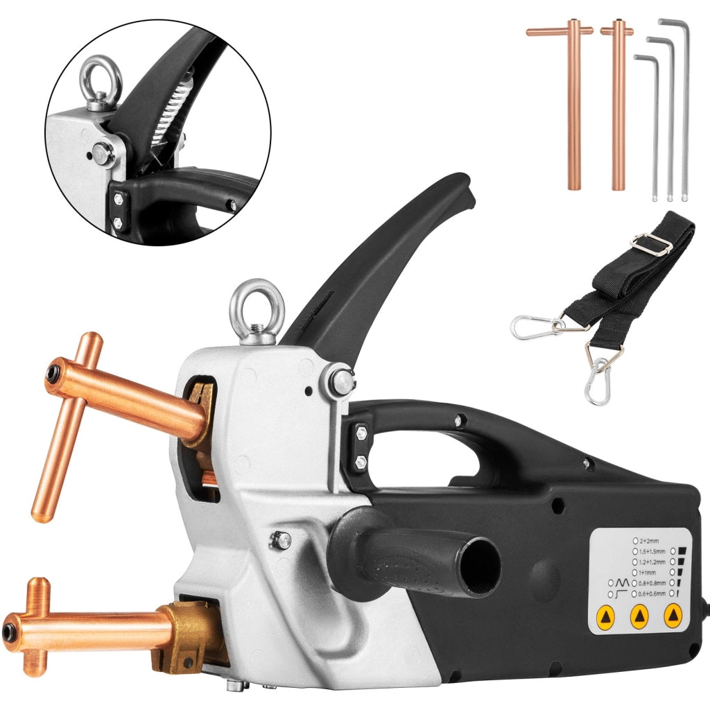 Saldatrice a Punti Elettrica 400V Saldatore Portatile con Bracci 120 mm per Spessore 2,0+2,0 mm Robusto per Officina e Fai da Te