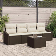 Set di divani con cuscino 5 pcs Marrone e Crema polyrattan 3346588