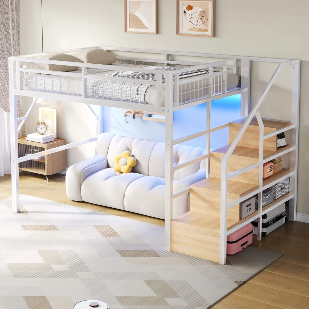 letto a castello metallo bianco 145.5 x 252 cm