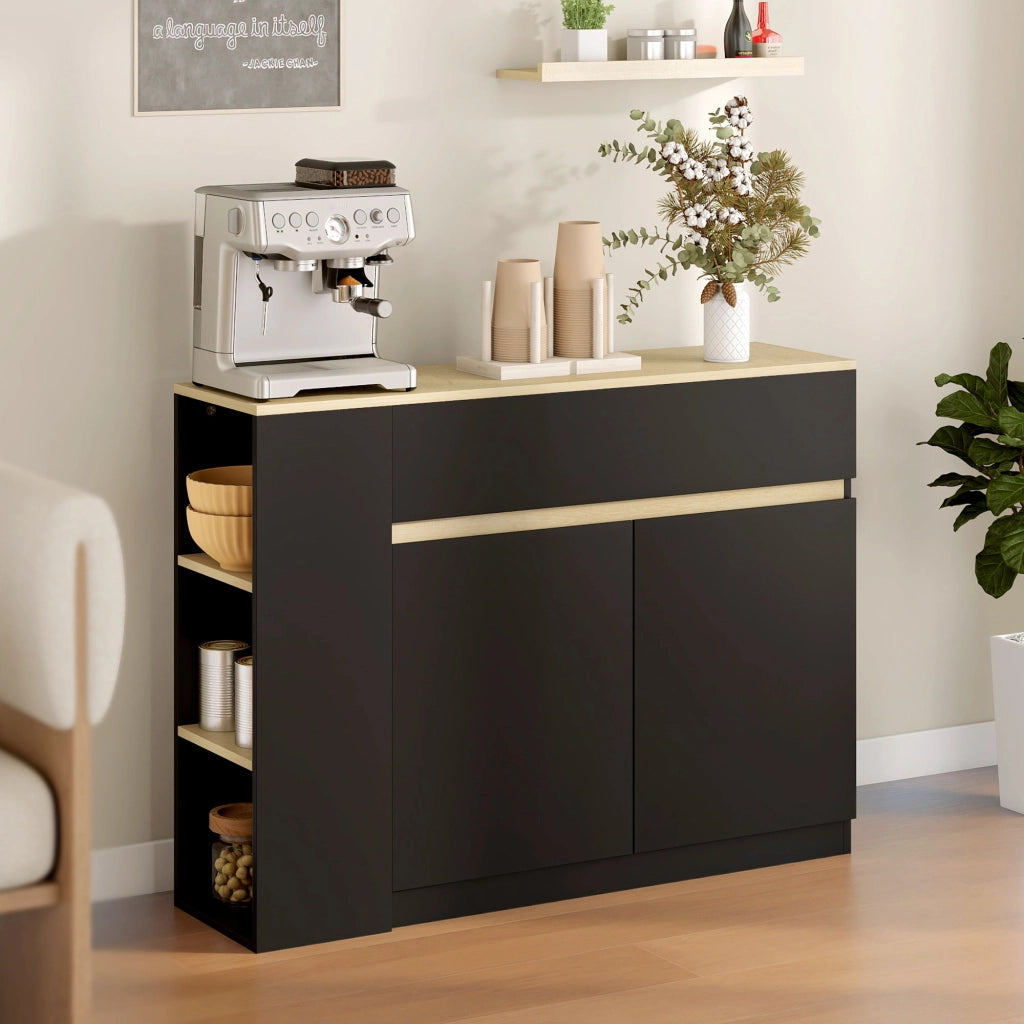 Credenza con cassetti e ante ¨C zephmum ¨C 110x29.5x82 cm nero