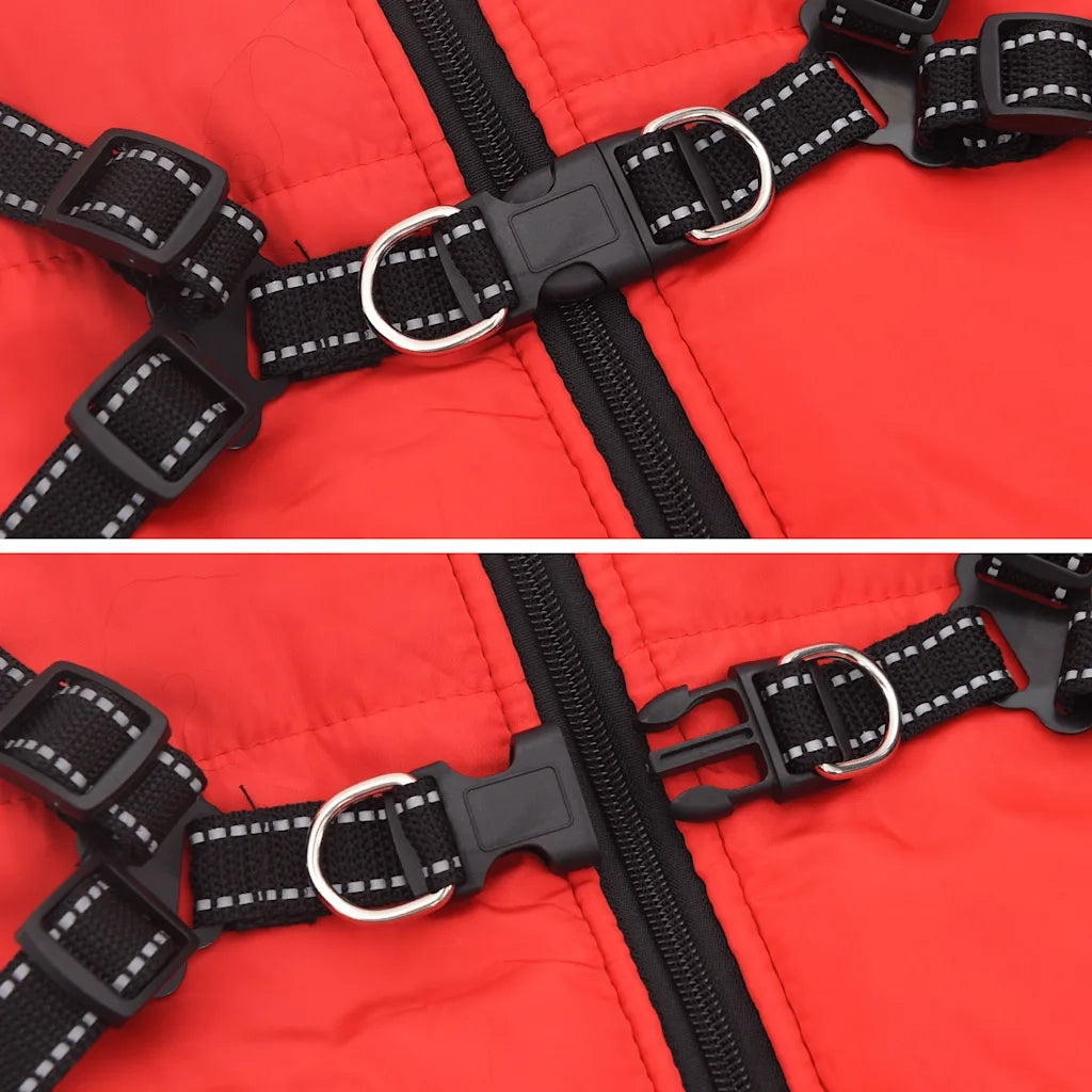 Cappotto Cani Imbracatura Impermeabile Riflettente Rosso L68 4019891