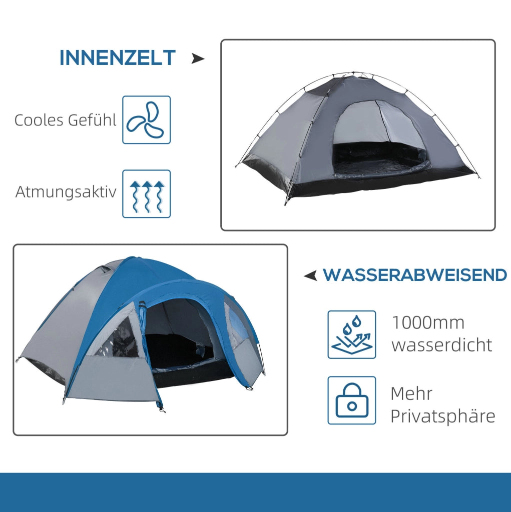Tenda igloo 4 stagioni 4 posti impermeabile con zanzariere