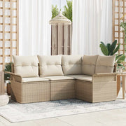Set Divano da Giardino con cuscino 4 pcs Beige polyrattan 3345341