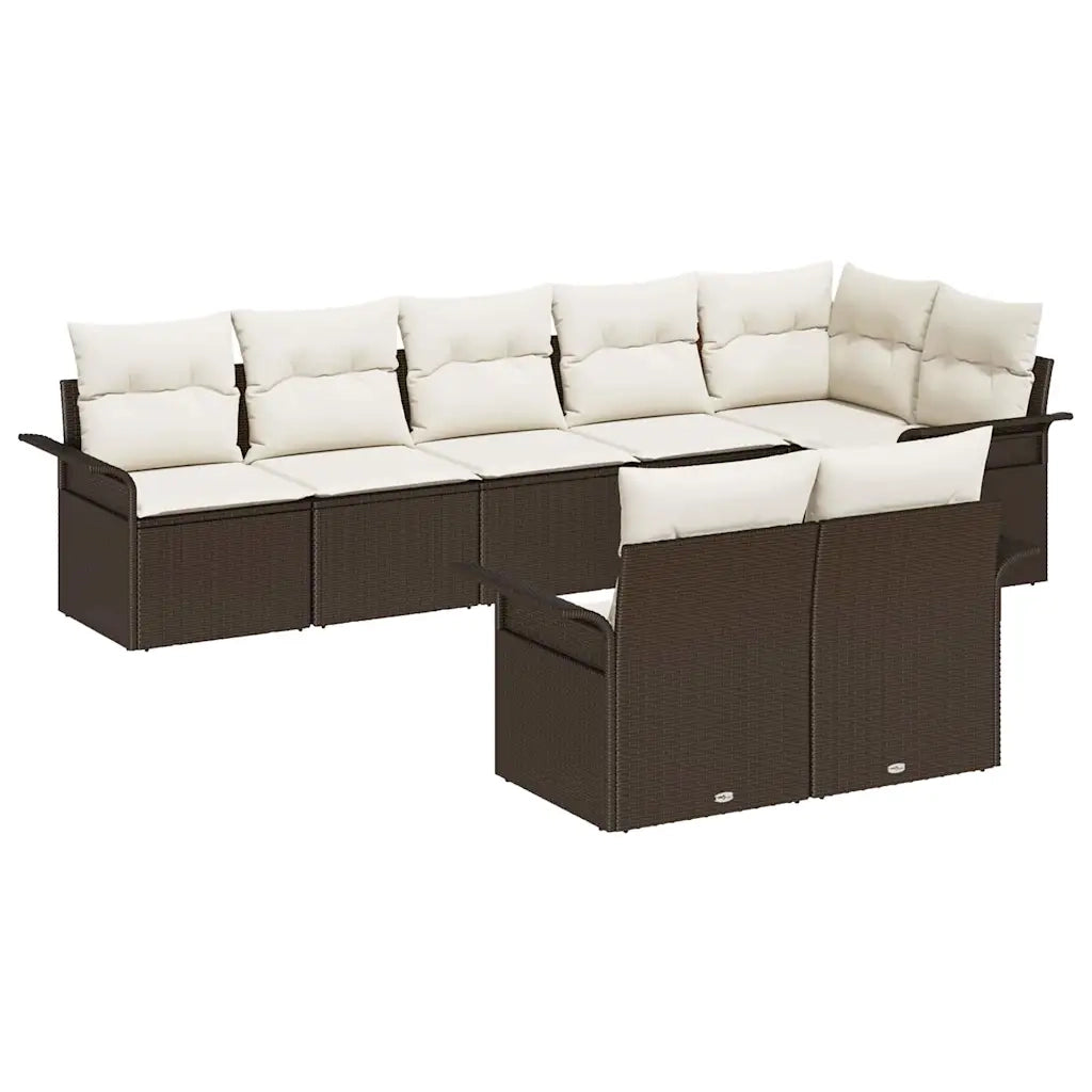 Set Divano da Giardino 8 pcs Marrone polyrattan