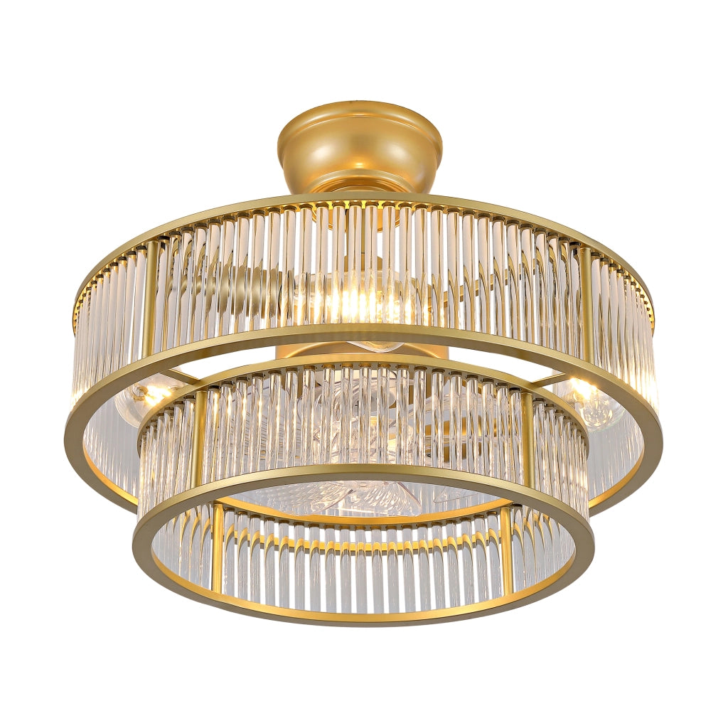 Ventilatore a soffitto in cristallo 19 pollici ¨C Minimal ¨C Ala ABS, controllo doppio tramite app, 6 velocit¨¤, silenzioso, oro