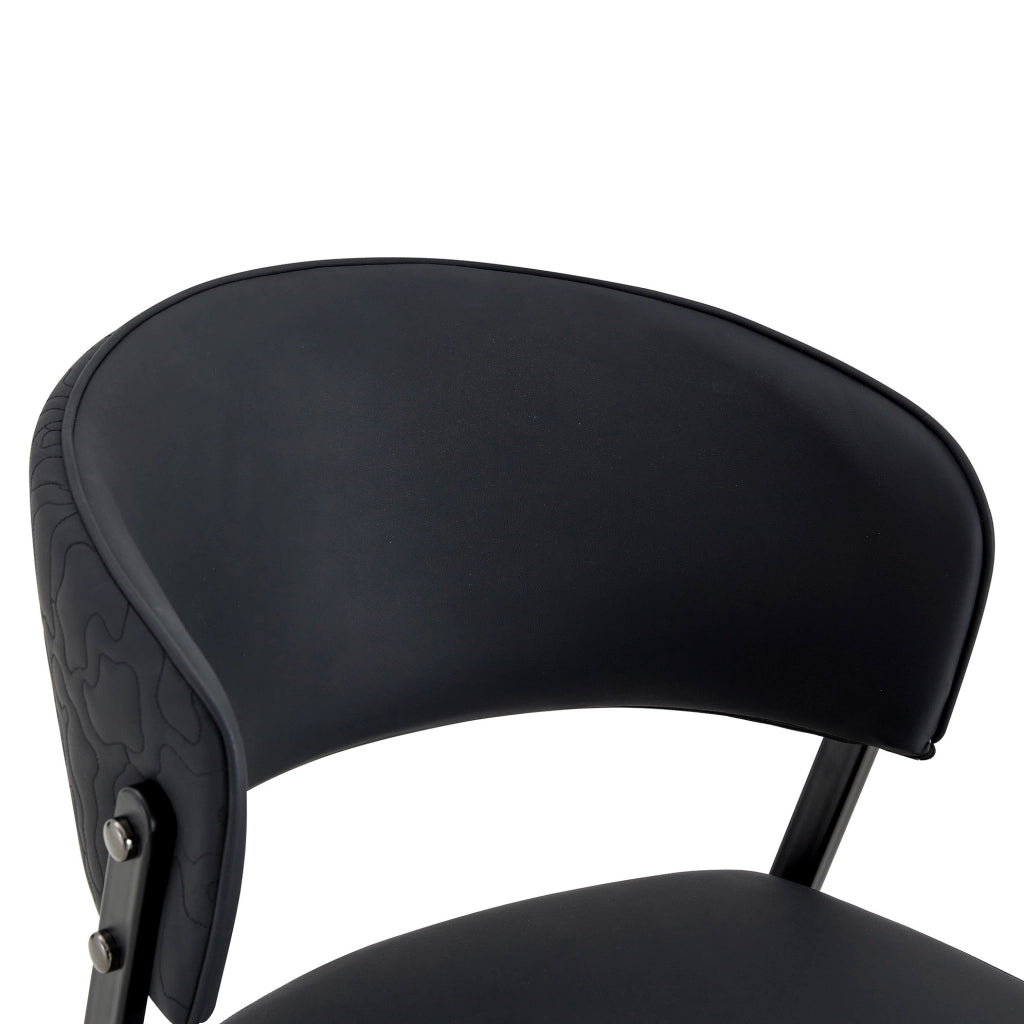 Coppia di sedie da pranzo imbottite nere con struttura in metallo e schienale ergonomico