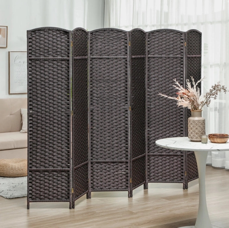 Paravento pieghevole marrone in legno e PP, 240 x 170 cm