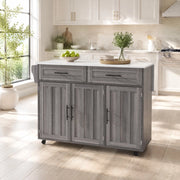 Carrello da cucina con piano estensibile; 2 cassetti; ripiani regolabili; ruote e gambe in legno