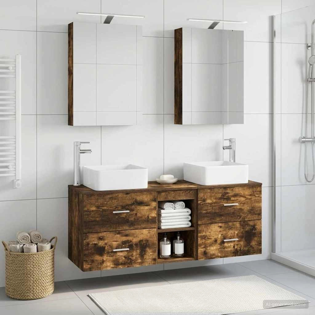 Set di mobili per il bagno 5 pz Rovere Fumo 3406755