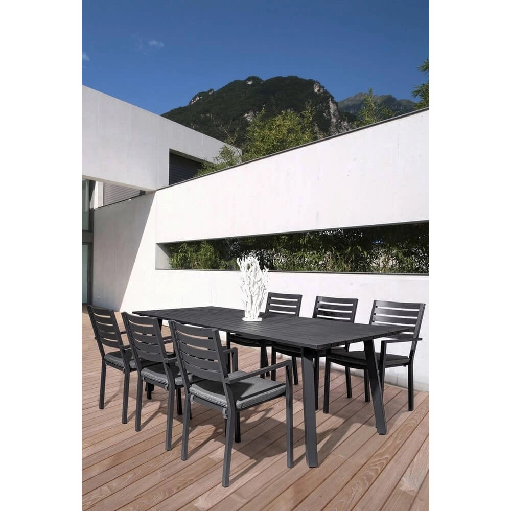 Set di 4 Sedie da Esterno in Alluminio con Braccioli e Cuscino - HEAVENLY