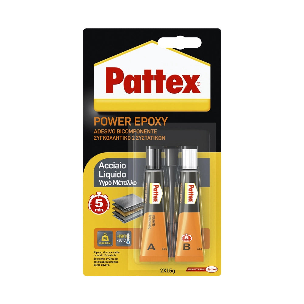 COLLA 'POWER EPOXY ACCIAIO LIQUIDO' 2x11 ml - PATTEX