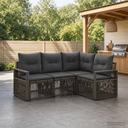 Set Divano da Giardino 4 pz Grigio polyrattan 3435704