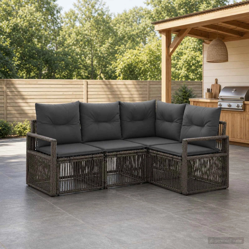 Set Divano da Giardino 4 pz Grigio polyrattan 3435704