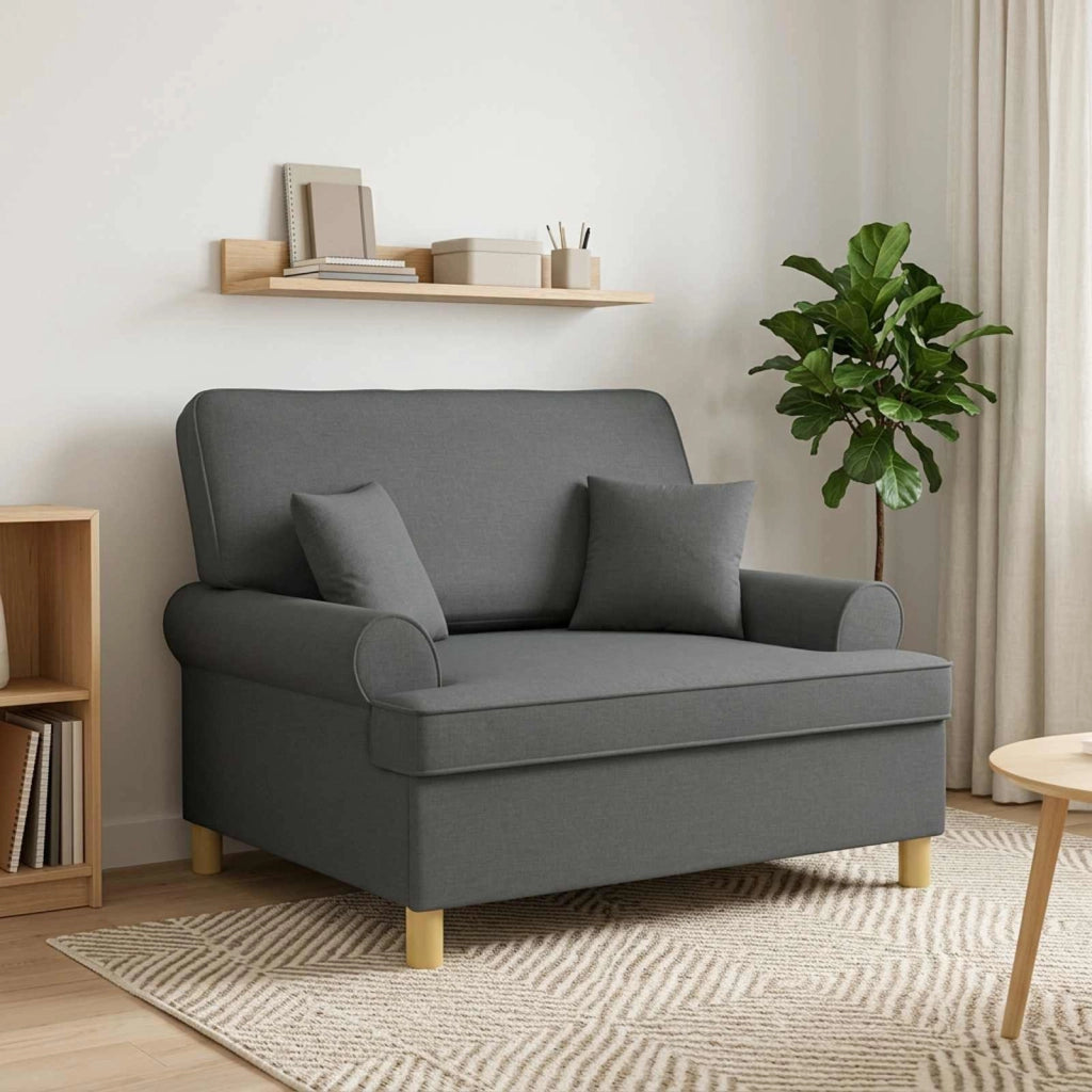 Poltrona con cuscini Grigio Scuro Tessuto 42043505