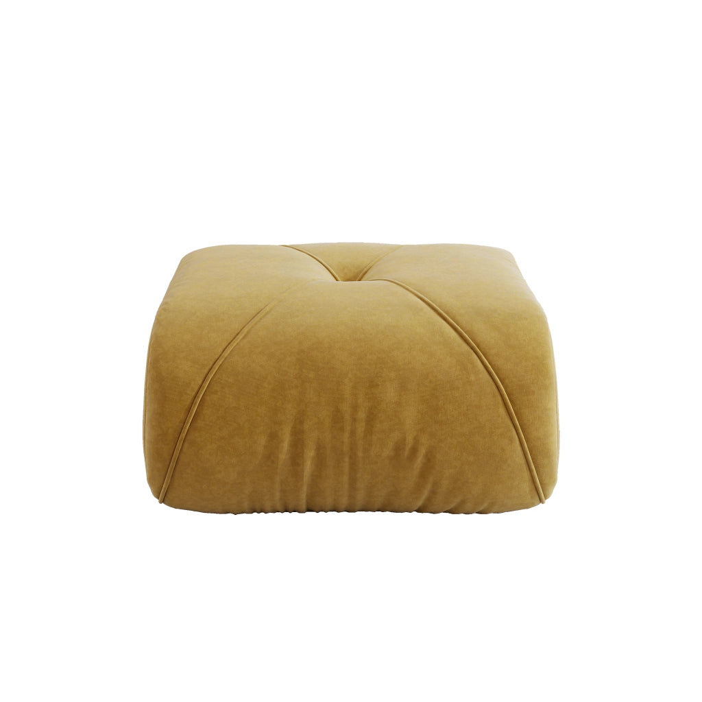 Divano modulare in ciniglia gialla con design ergonomico
