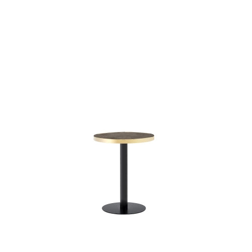 Tavolino rotondo ?60 cm con piano effetto marmo in MDF e bordo dorato