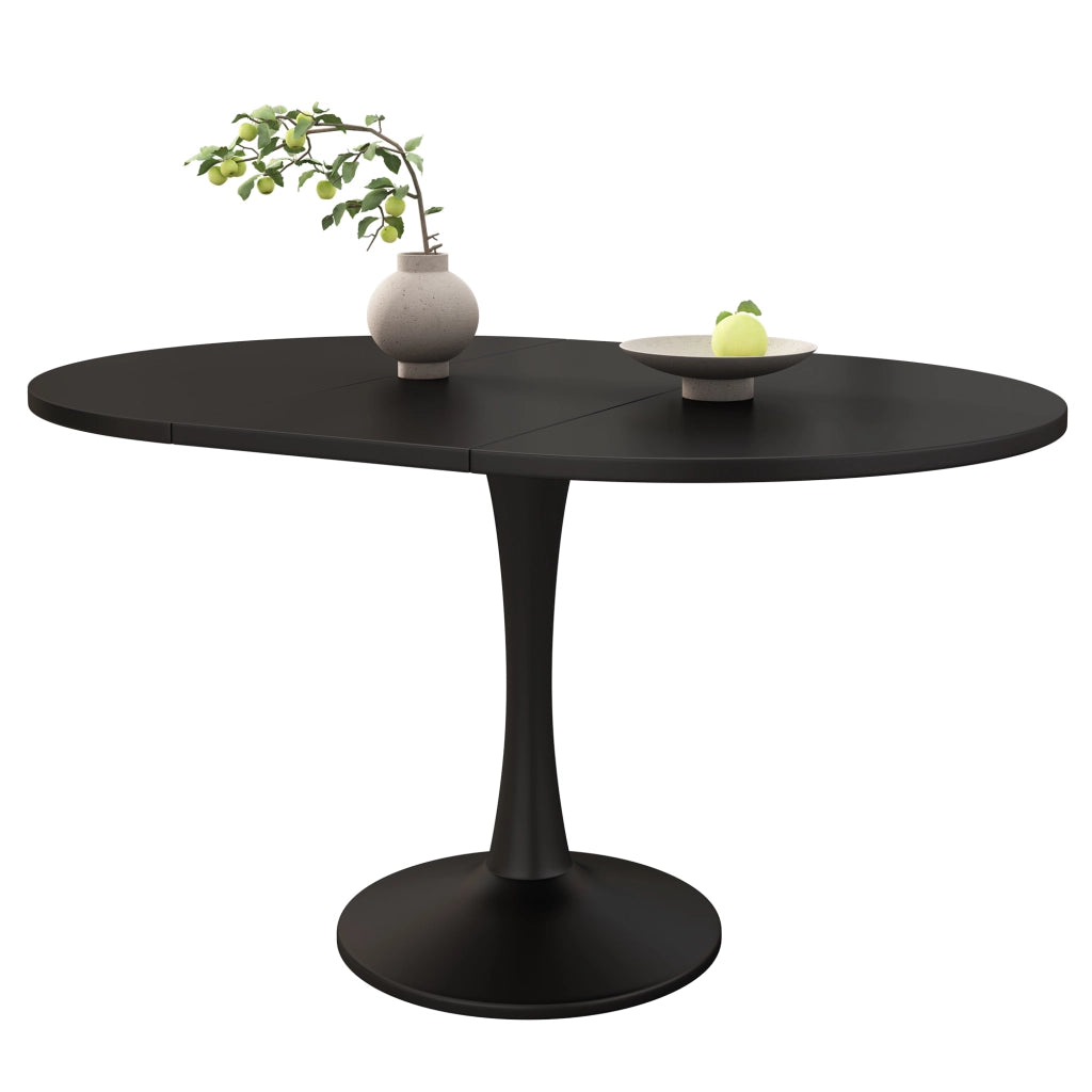 Tavolo da pranzo allungabile ovale - per sala da pranzo - in MDF - 100/140×100×75 cm - nero