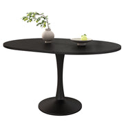 Tavolo da pranzo allungabile ovale - per sala da pranzo - in MDF - 100/140×100×75 cm - nero