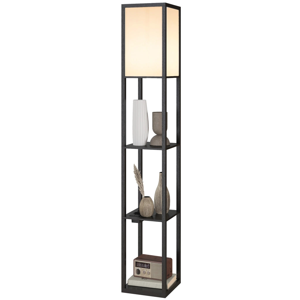 Lampada da Terra con Ripiani e USB ¨C zephmum ¨C Nero