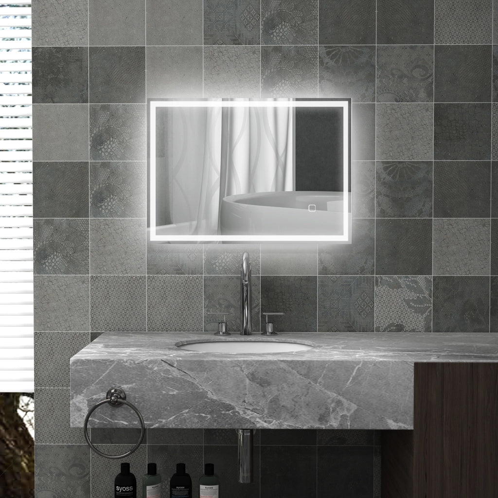 Specchio da Bagno LED con Interruttore a Tocco ¨C Minimal ¨C Bianco