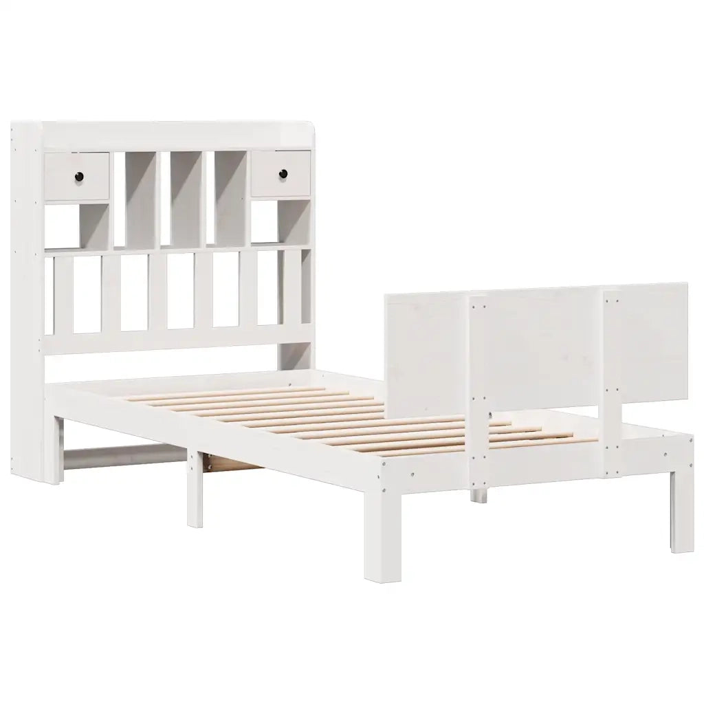 Letto Libreria senza Materasso Bianco 90x190 cm Massello Pino 3322679
