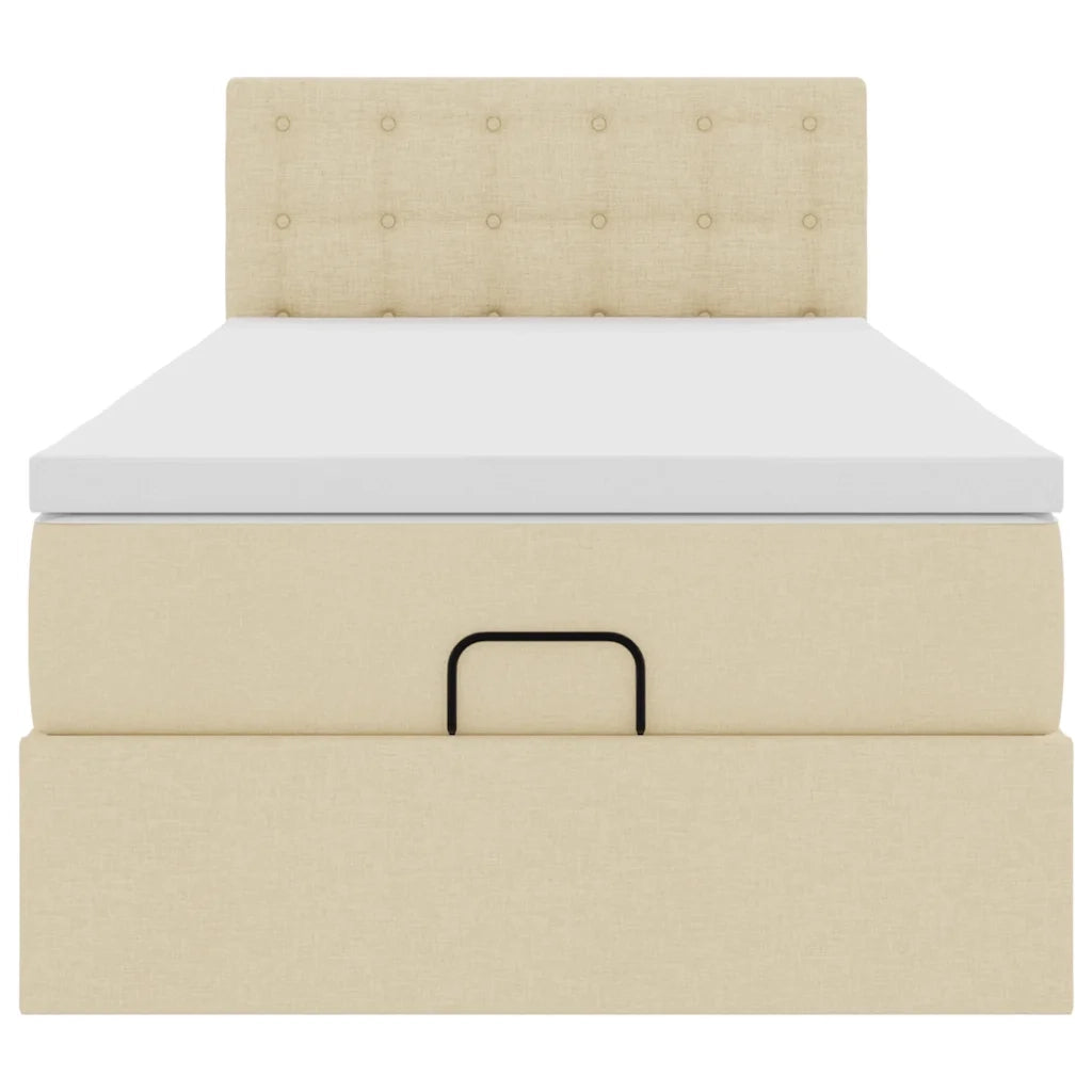 Pouf Letto con Materasso Crema 100x200 cm in Tessuto