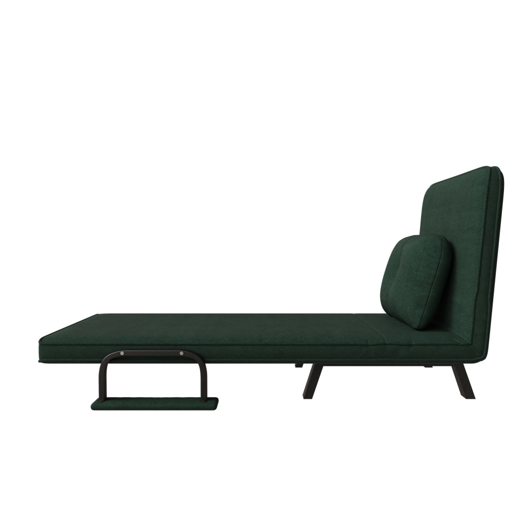 Poltrona Relax con Schienale Regolabile a 5 Posizioni, Rivestimento in Chenille Verde Scuro, Funzione Letto, Supporti Estraibili