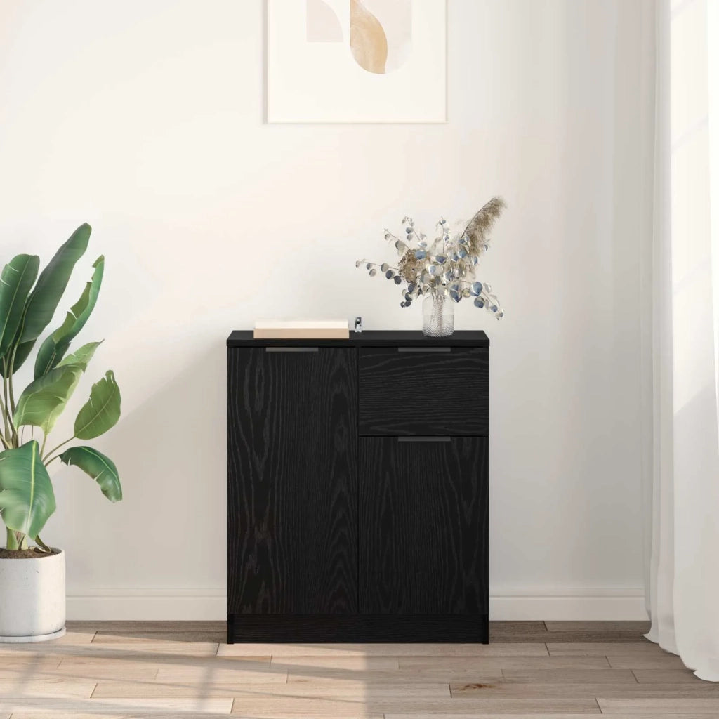 Credenza | Madia | Buffet da pranzo | Armadio da pranzo Rovere Nero 60 x 30 x 70 cm Legno multistrato