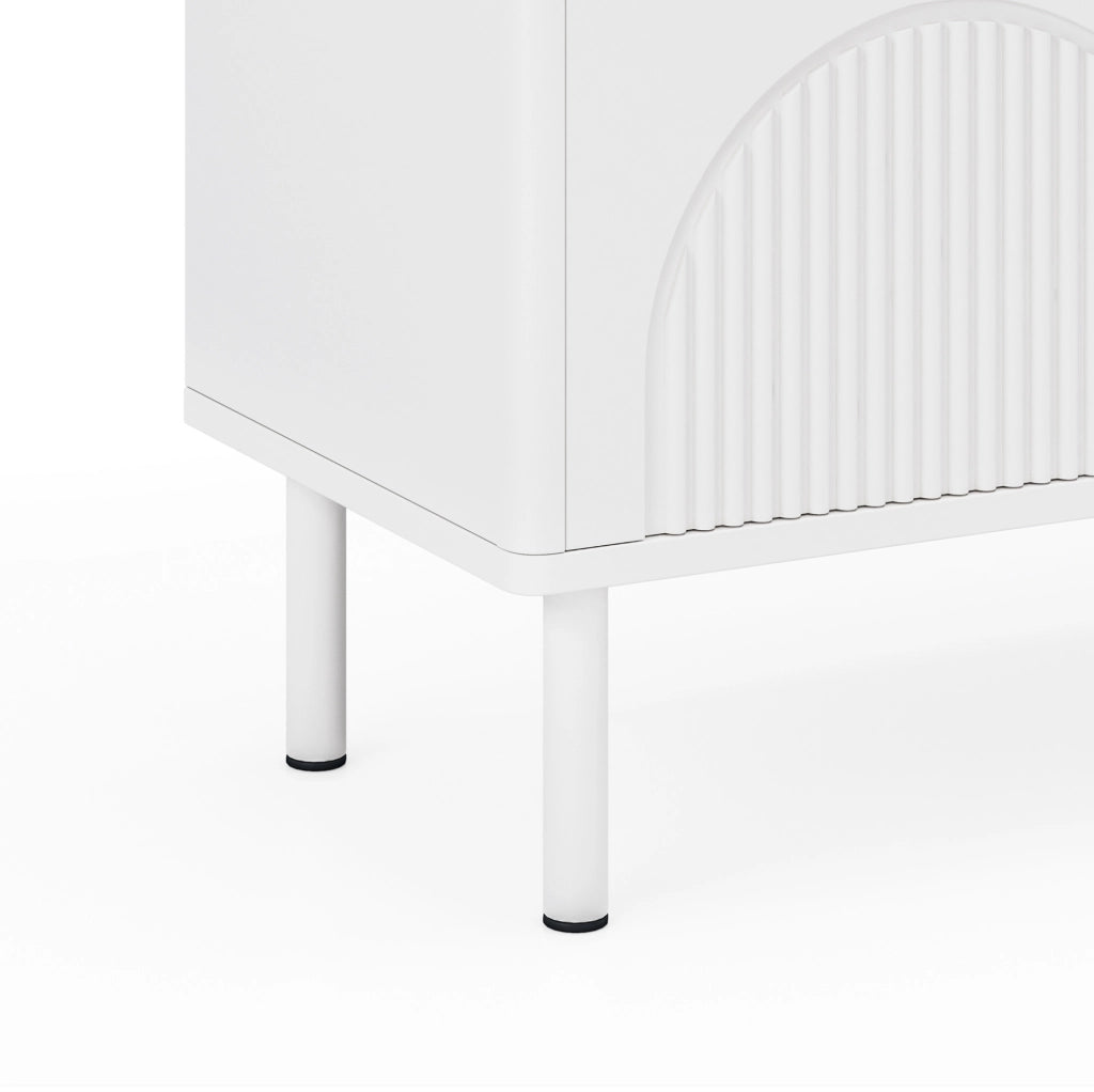 Mobile TV basso 180 cm bianco opaco con 4 vani e passacavi HOMVRA