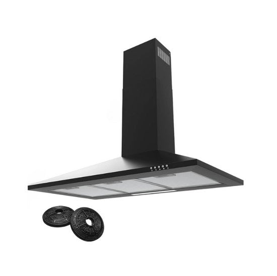 Cappa aspirante 90 cm nero - Cappa aspirante inclinabile 90 cm con classe energetica A++ - Cappa aspirante ricircolante per funzionamento silenzioso