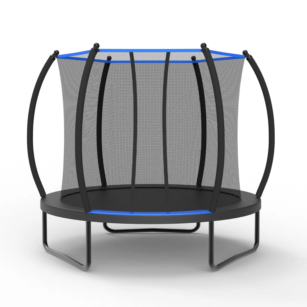 Trampolino 7.5 piedi con rete di protezione e scala, struttura in acciaio, nero e blu, senza accessori