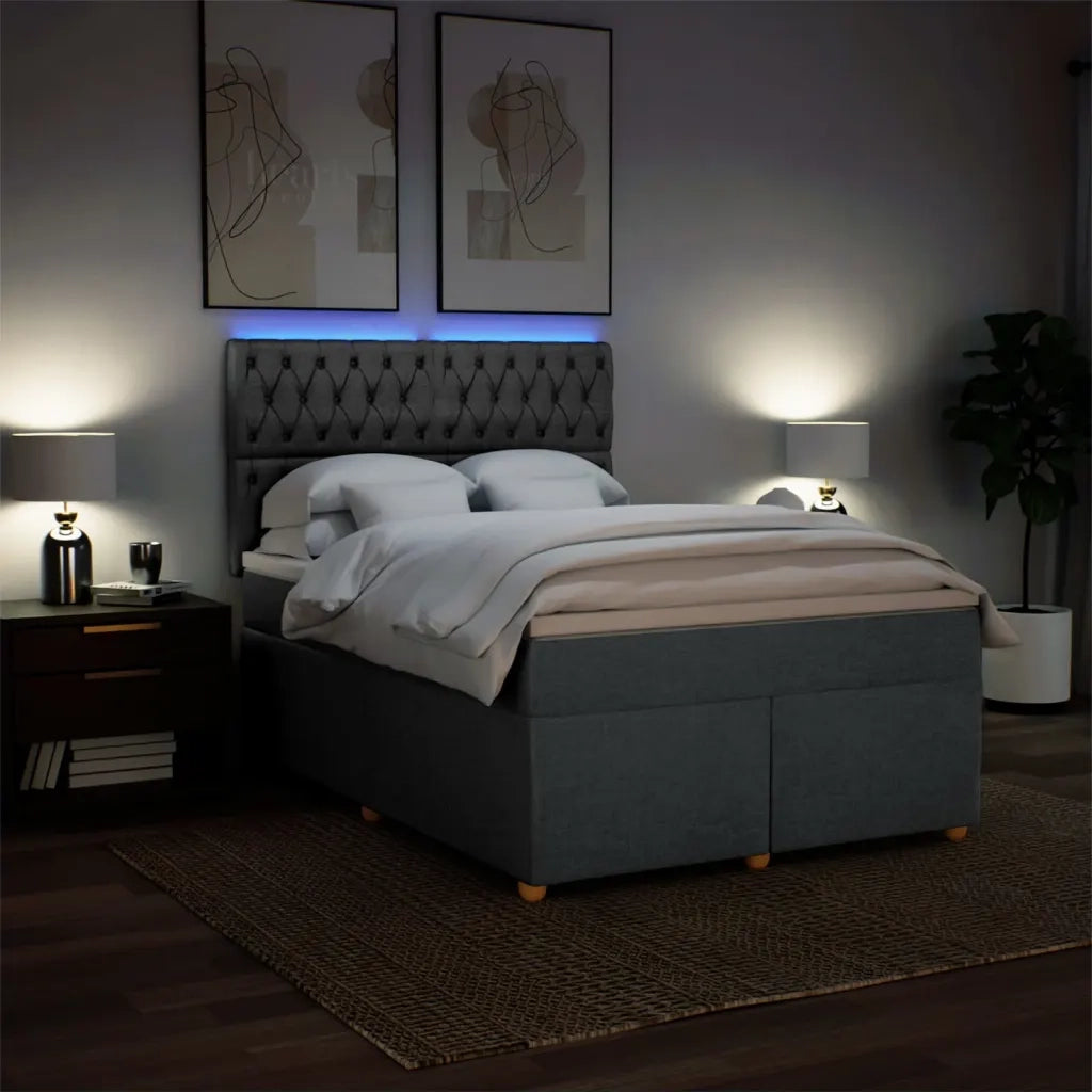 Giroletto a Molle con Materasso Grigio Scuro 140x200cm Tessuto