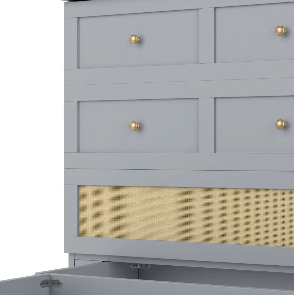 Letto trasformabile 140x200 cm con cassetti; scaffale; USB e presa di corrente; grigio
