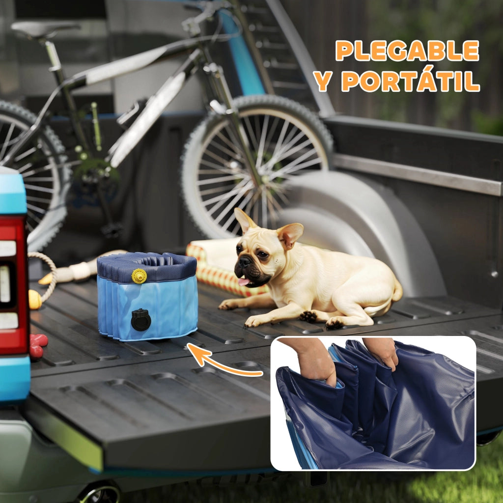 Vasca per Cani Pieghevole ¨C Zephmum ¨C PVC Antiscivolo Blu Chiaro ?80x20 cm
