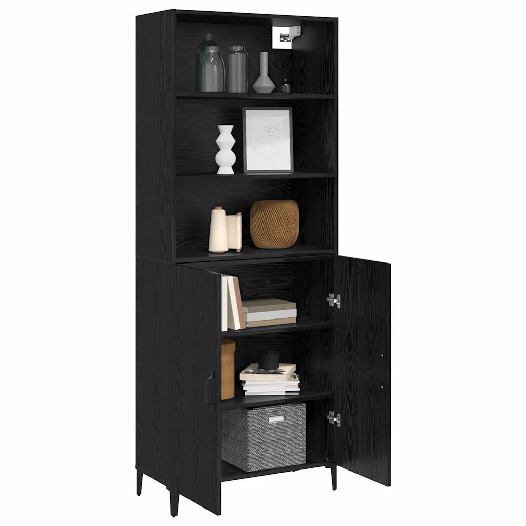 Credenza-Buffet-Armadio da cucina Rovere Nero 69,5 x 32,5 x 180 cm Legno multistrato 625576