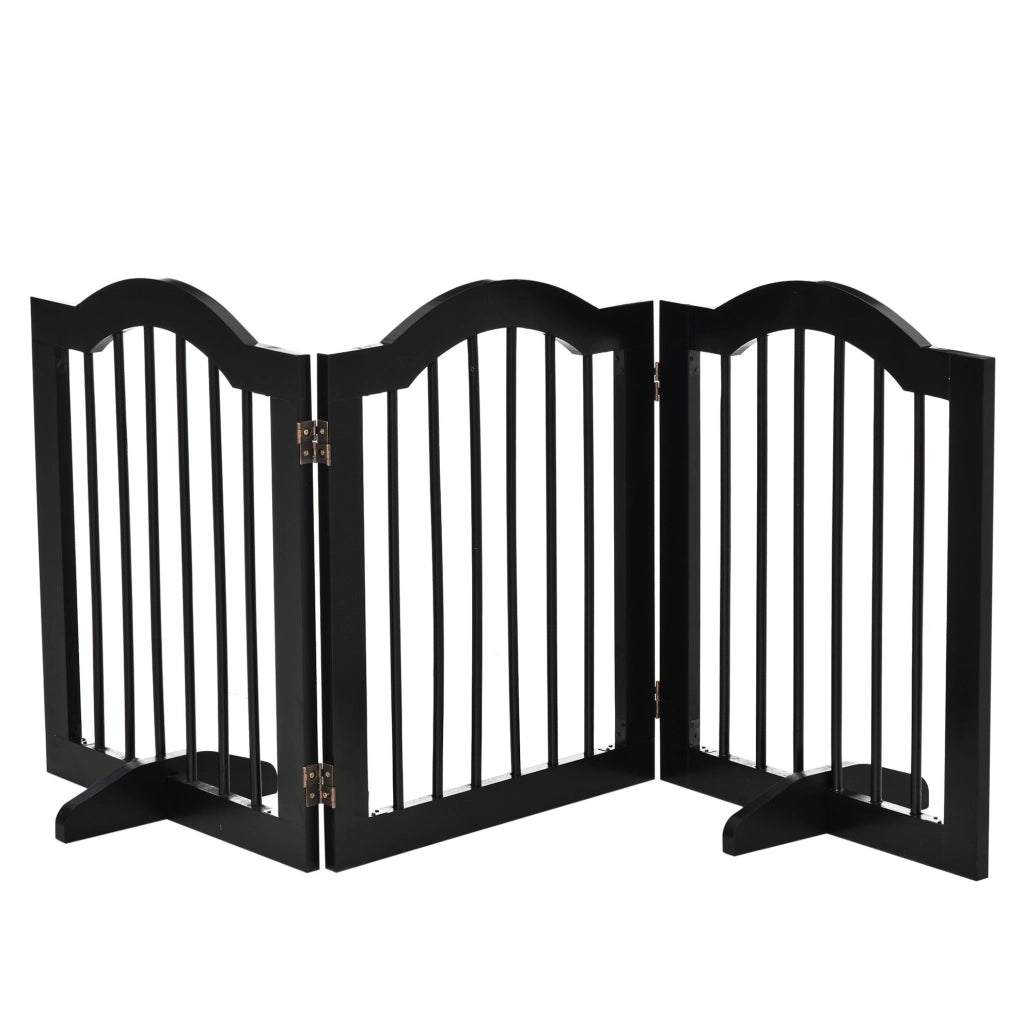 Cancelletto per cani 154,5x61 cm in legno nero, pieghevole, salvaspazio