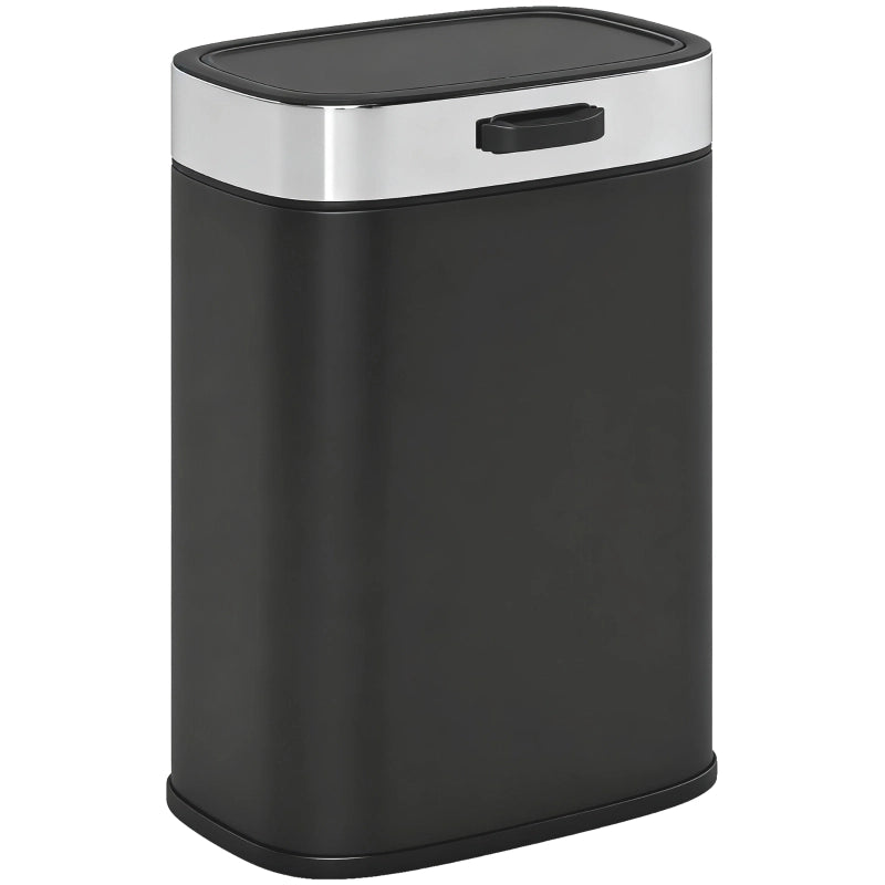 Pattumiera da cucina in acciaio inox con coperchio che rimane aperto, secchio interno removibile, 21,5x19,5x30 cm, nera.