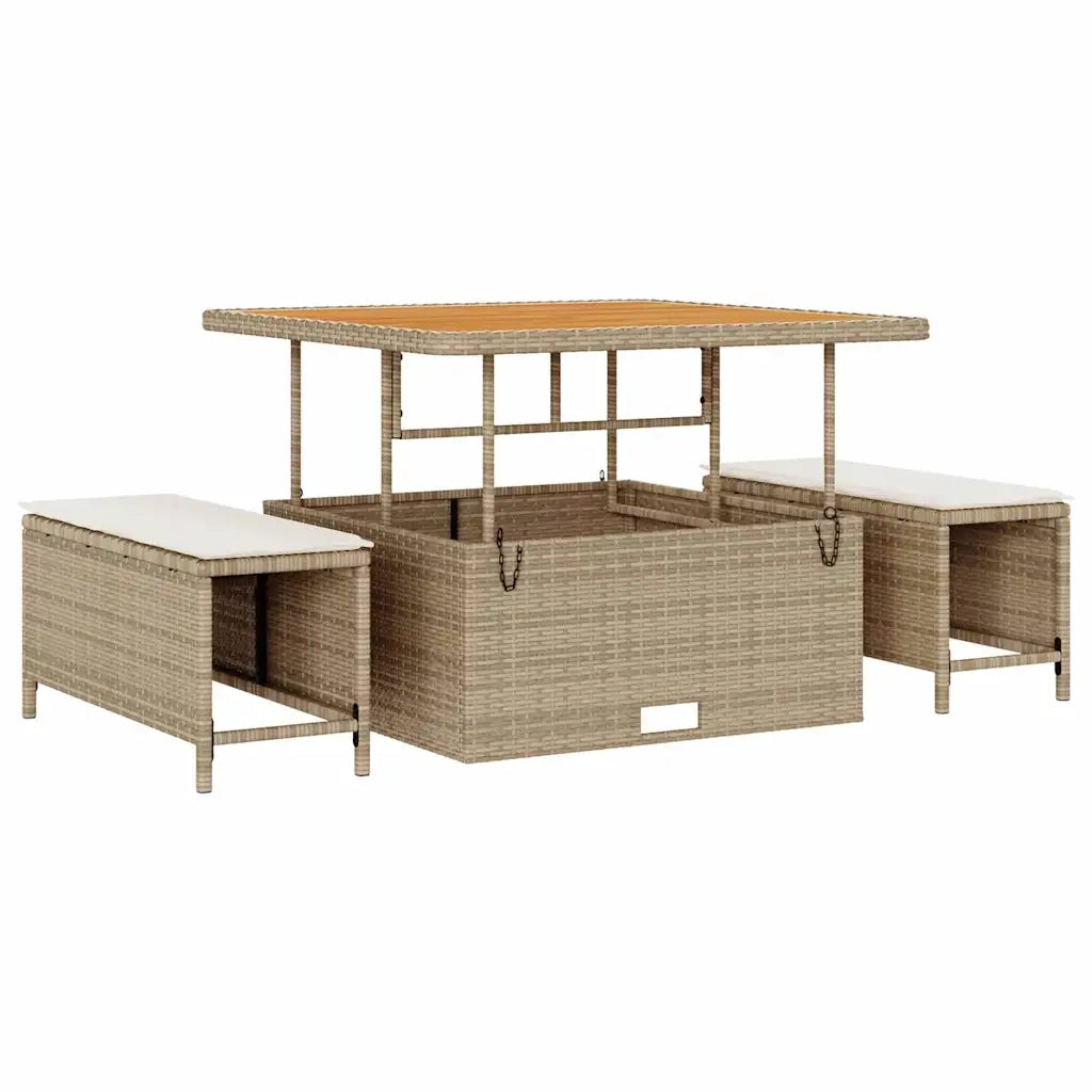 Set Divano da Giardino 9 pcs Beige e Crema polyrattan 3363686