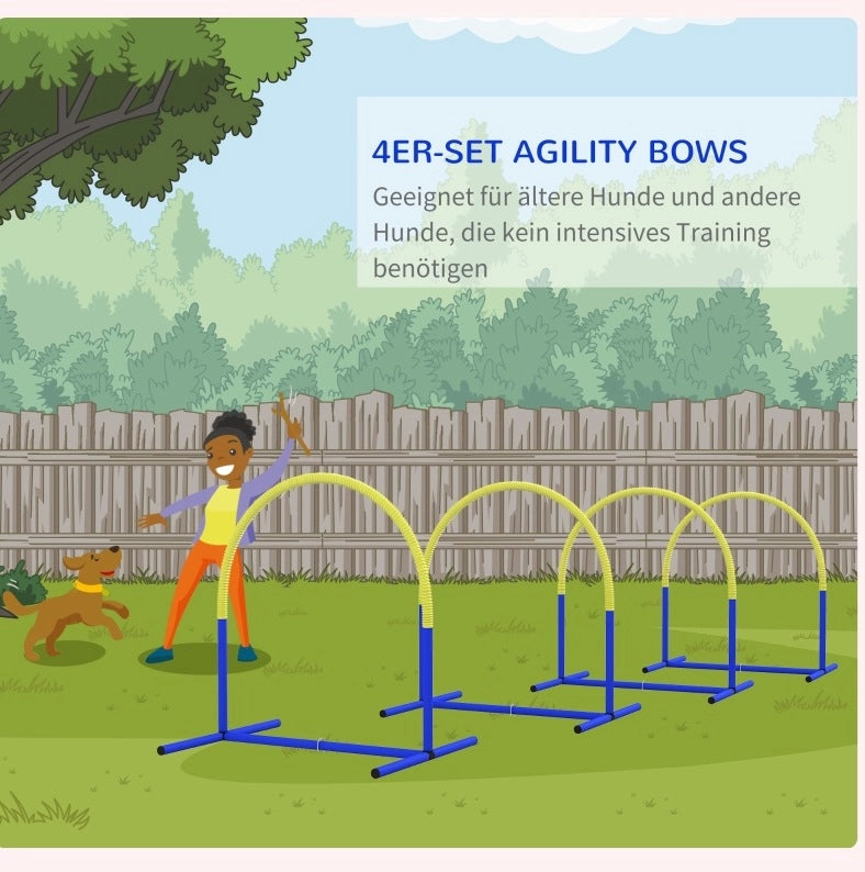Set agility per cani con 4 archi e borsa, blu