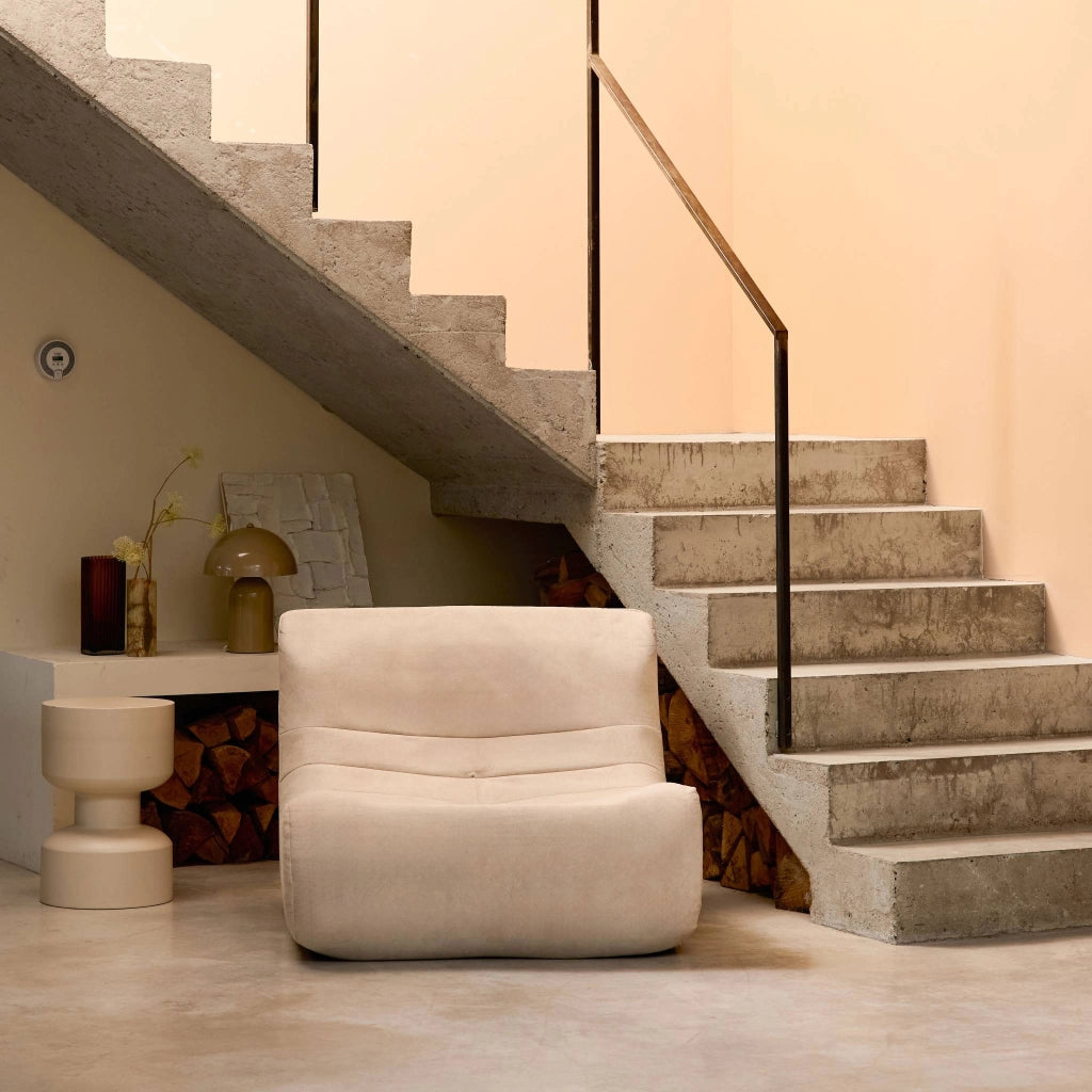 Divano modulare in velluto, 2 posti, beige