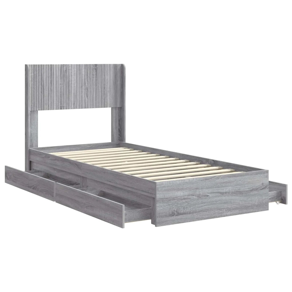 Struttura del letto con stoccaggio e testata Sonoma grigio 3414412