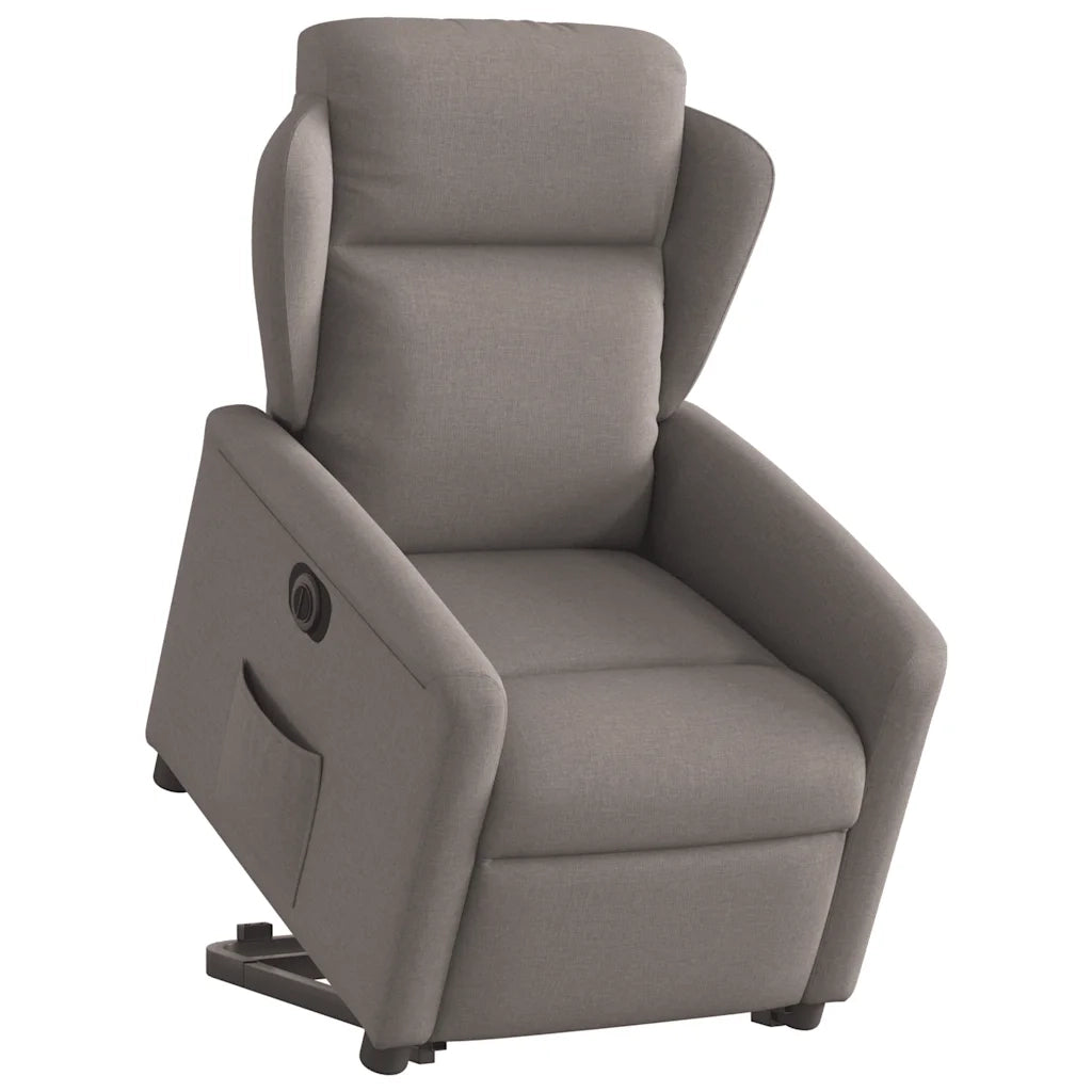 Poltrona Alzapersona Reclinabile Elettrica Tortora in Tessuto 3303161