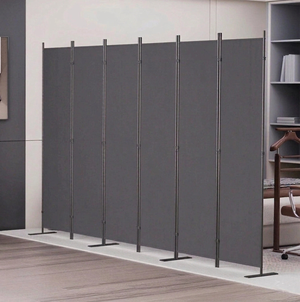 Divisorio ULEVR 304x180 cm pieghevole in tessuto Oxford grigio scuro, struttura in metallo