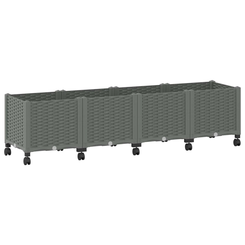 Vaso da Giardino con Ruote Grigio Chiaro 160 x 40 x 48 cm PP 3423136