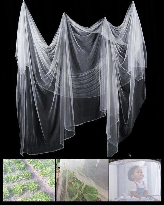 Rete di protezione per esterno, rete per terrazza, rete per giardino, rete per uccelli, rete per protezione interna (2,4*10m) - Bianco - 2.4*10m