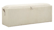Panca con Contenitore Goteborg 113x41x44 cm in MDF e Spugna e Poliestere Bianco
